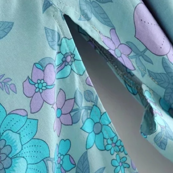 Blue & Purple Bohemian Floral Kimono Duster Wrap - Picture 4 of 4